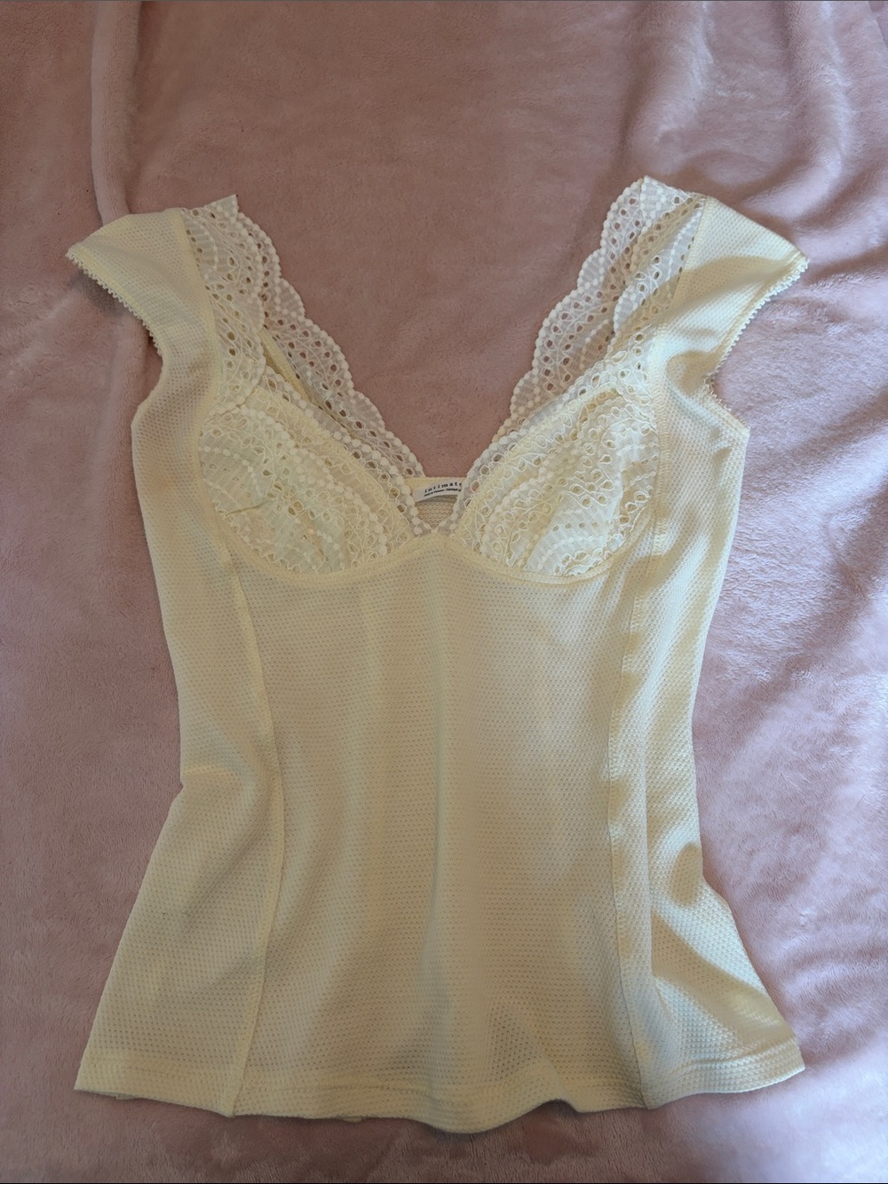 Lace Trim Camisole Tank Top - Cream